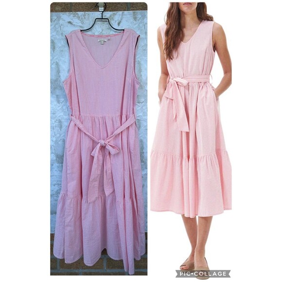 Barbour Azalea Midi Dress Hibiscus Gingham Cotton Seersucker Coastal Preppy 14 - Picture 1 of 12